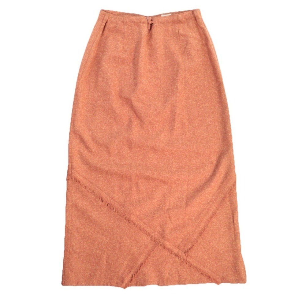 Vintage J Jill Midi Skirt Wool Silk Heathered Orange A Line Cowgirl Boho 6P